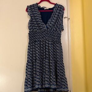 Max Studio Navy and White Patterned Mini Dress